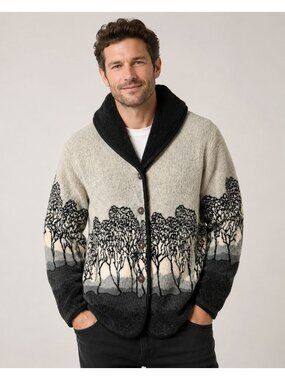 Vintage Nordic Lights Men's Reversible Fleece Jacket Tree Landscape Y2K S